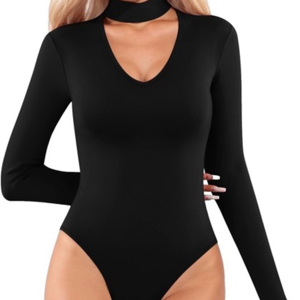 Forever 21 Black Choker Bodysuit